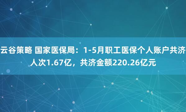 云谷策略 国家医保局：1-5月职工医保个人账户共济人次1.67亿，共济金额220.26亿元