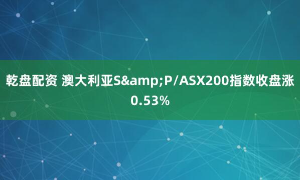 乾盘配资 澳大利亚S&P/ASX200指数收盘涨0.53%